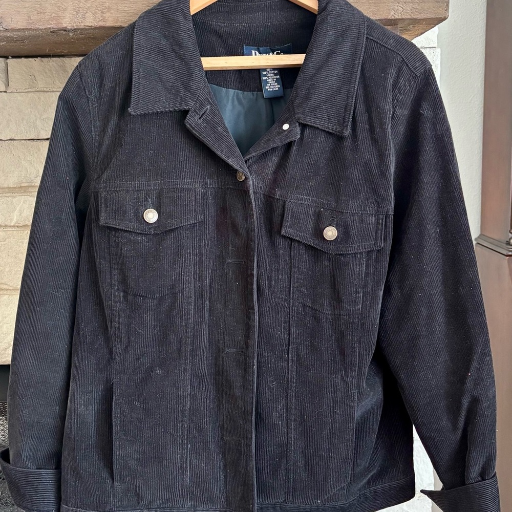 Denim&Co Black Corduroy Jean Jacket